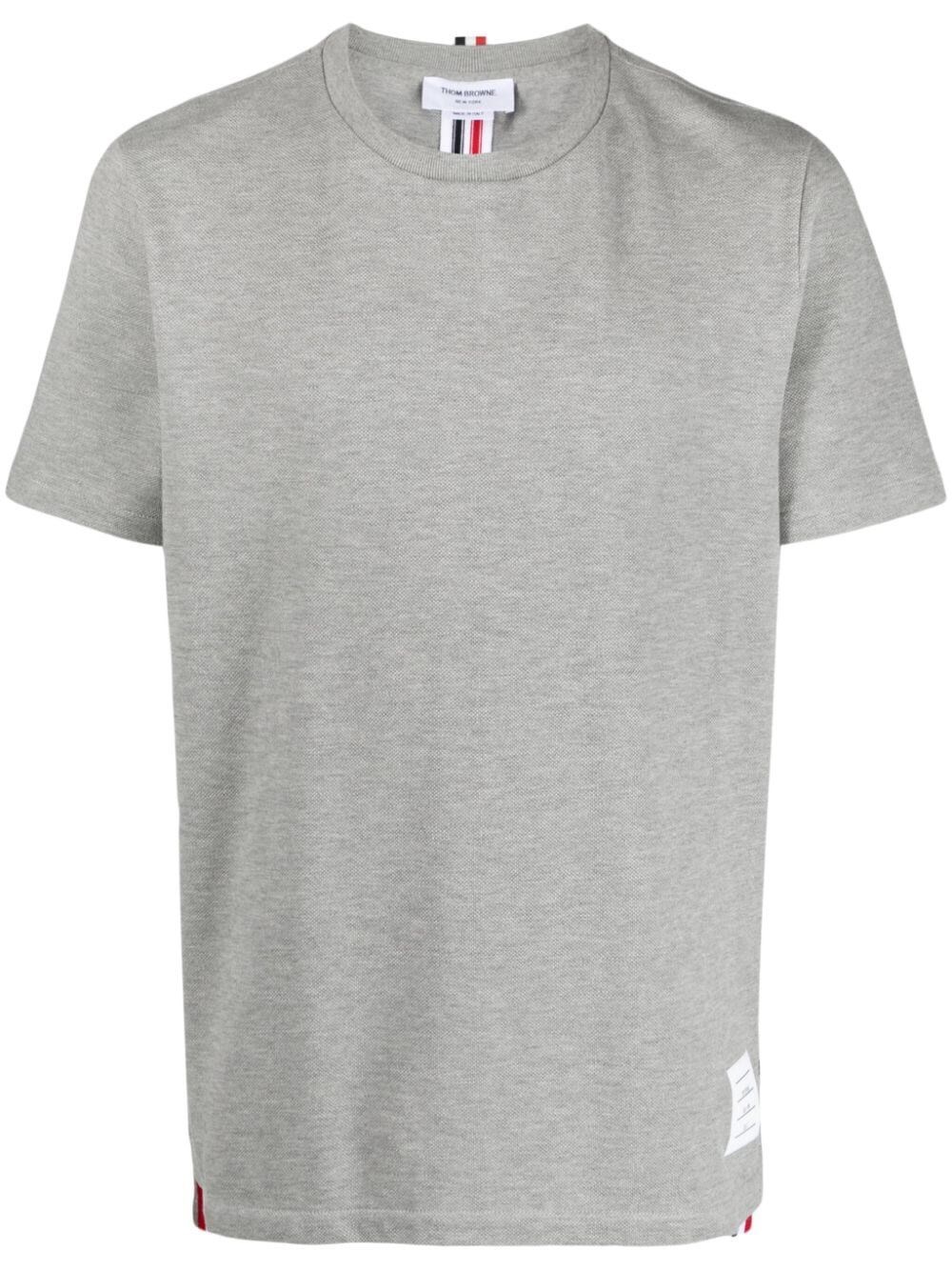 Shop Thom Browne Classic Piqué Striped T-shirt In Grey