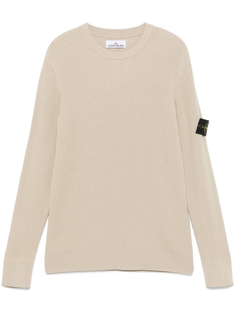 Shop Stone Island Wool Ribbed Sweater In White