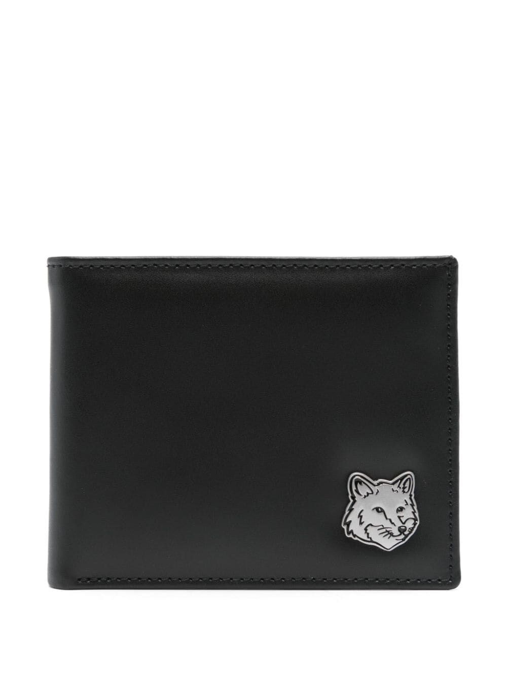 Shop Maison Kitsuné Fox Head Patch Bi-fold Wallet In Black