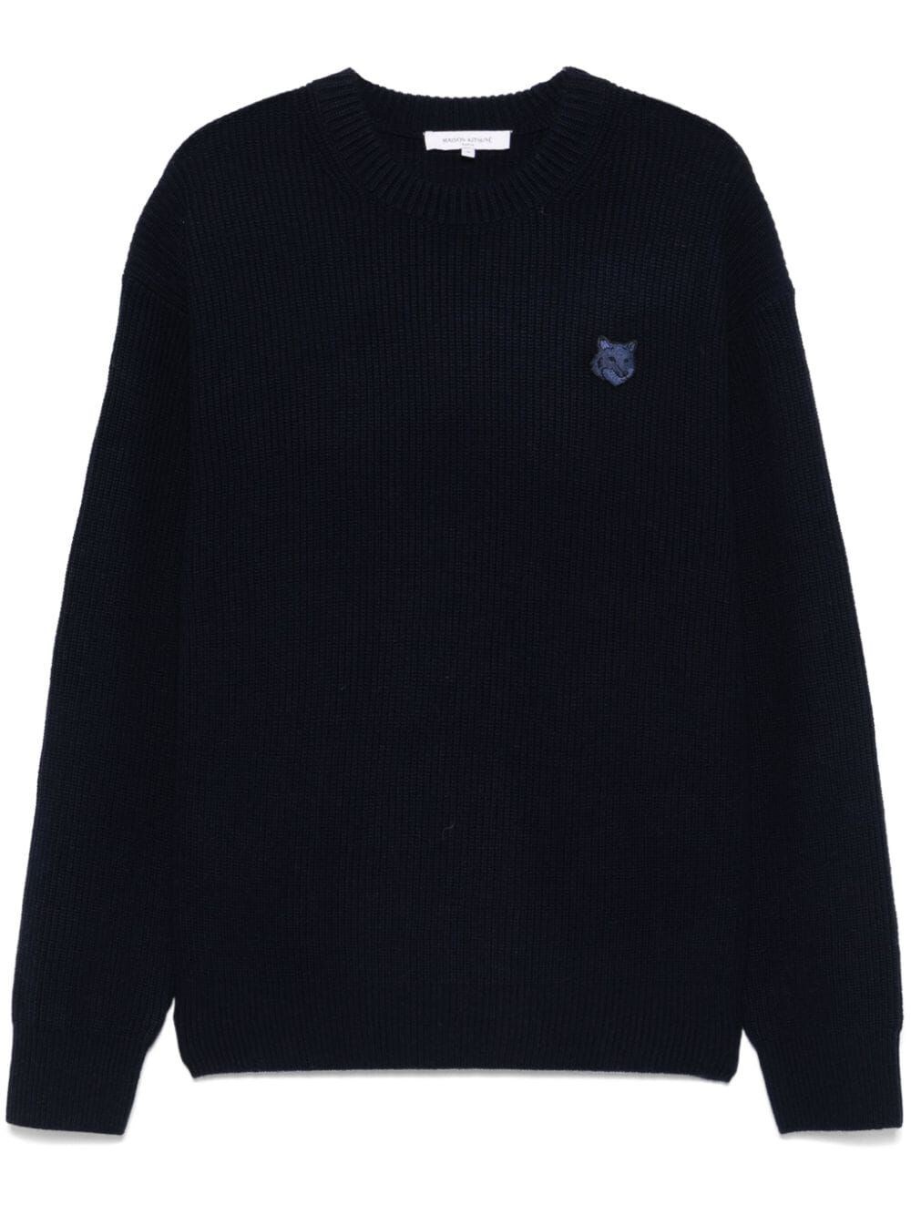 Shop Maison Kitsuné Bold Fox Head Patch Comfort Ribbed Jumper In Blue