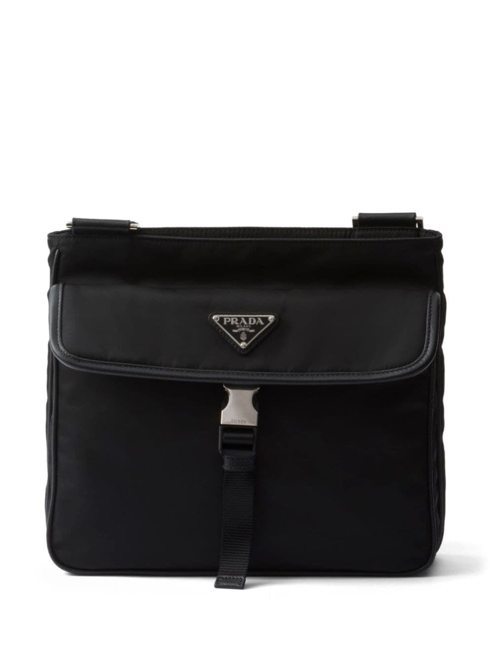 Shop Prada Re-nylon And Saffiano Leather Shoulder Bag In Black