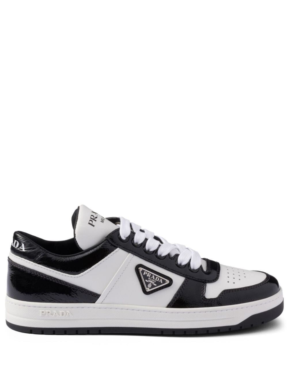 Prada Downtown Sneaker Aus Perforiertem Leder In Black