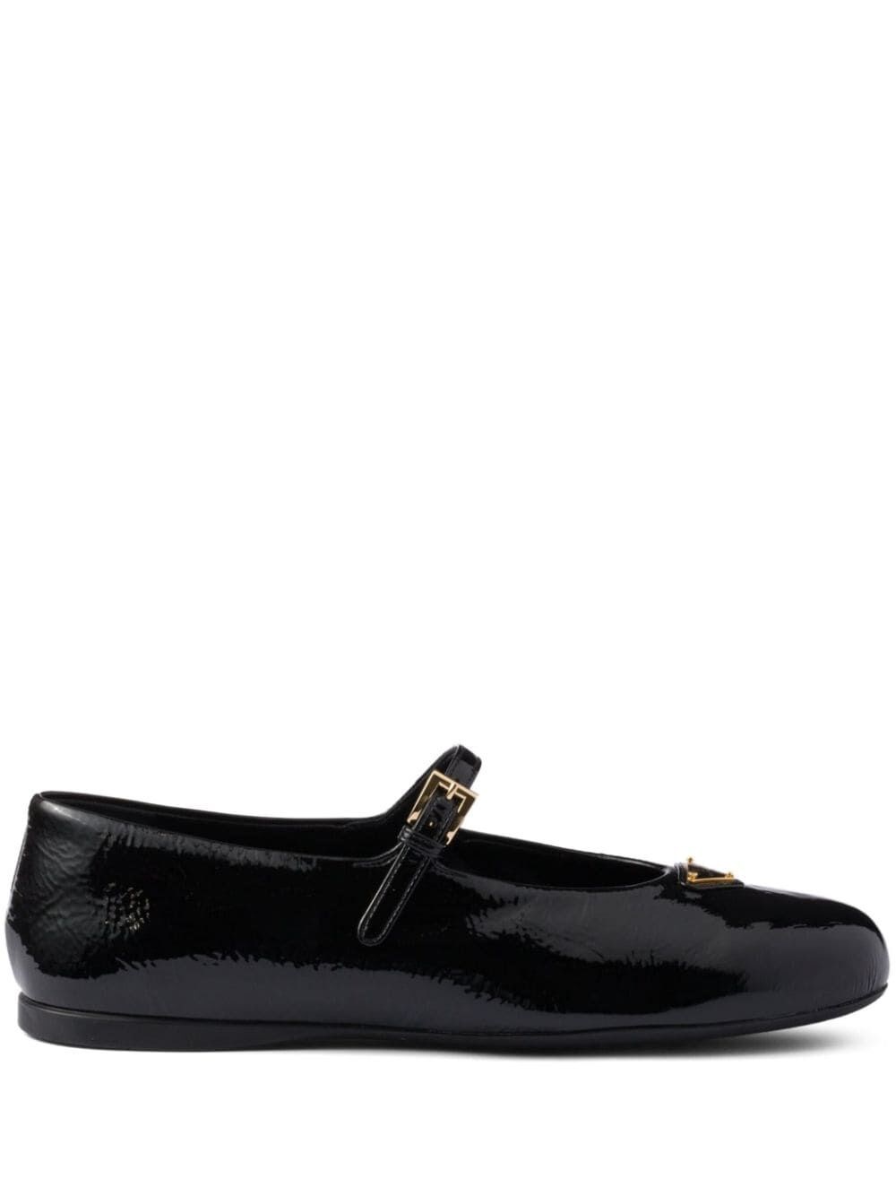 Shop Prada Naplak Patent Leather Ballerinas In Black