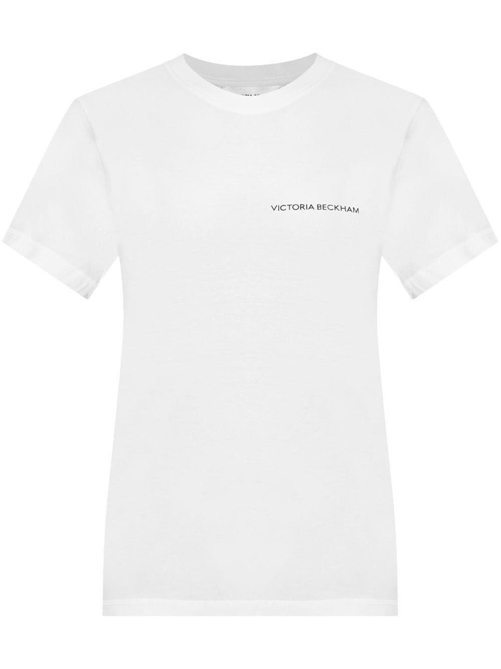 Shop Victoria Beckham Shrunken Logo T-shirt In White