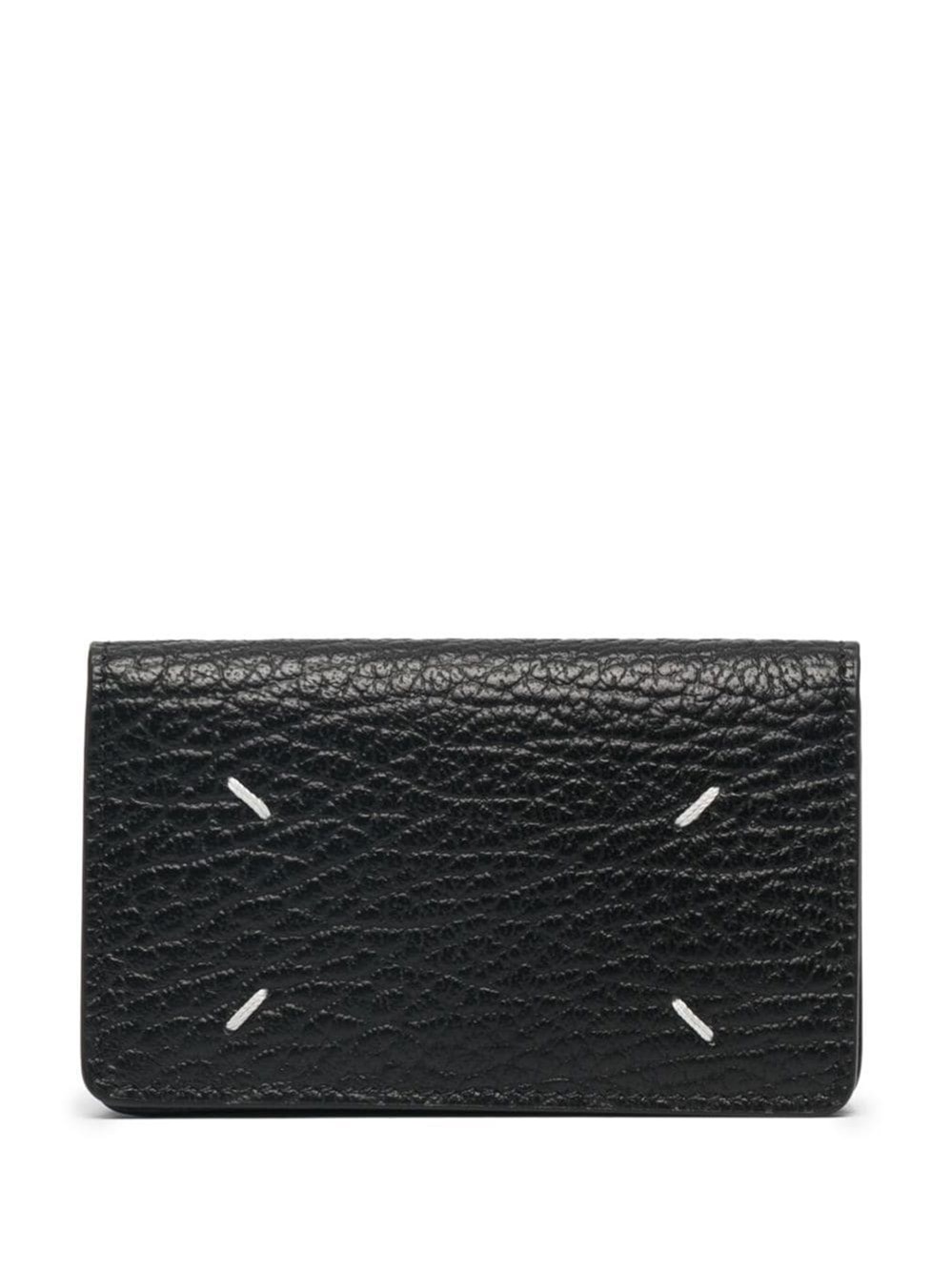 Maison Martin Margiela Women's Black Snap Button Closure Four Stitches Bifold Card H