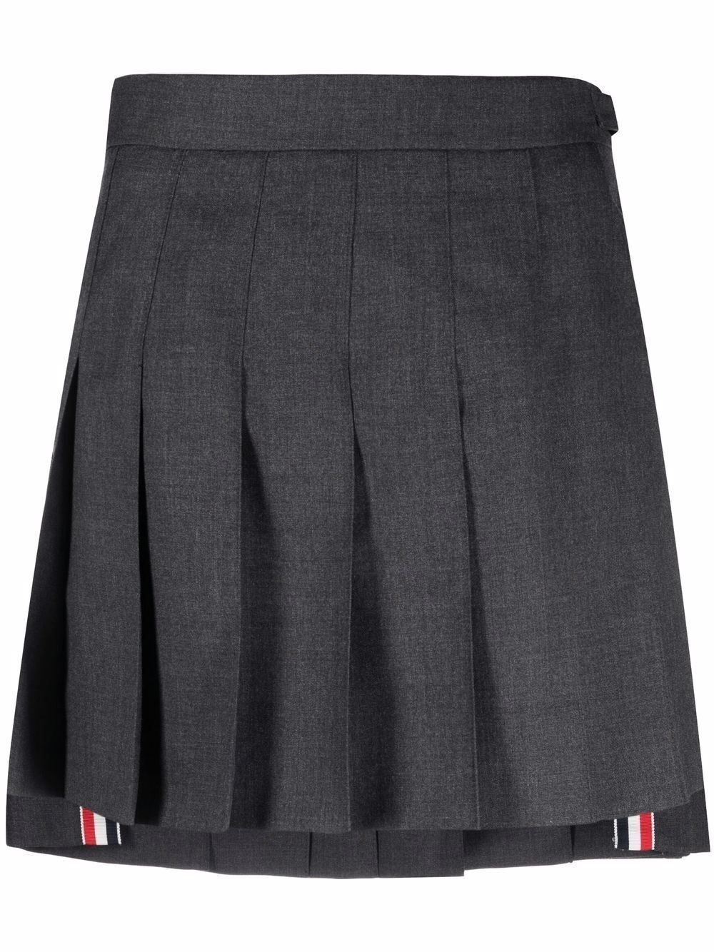 Thom Browne Twill Pleated Mini Skirt In Grey