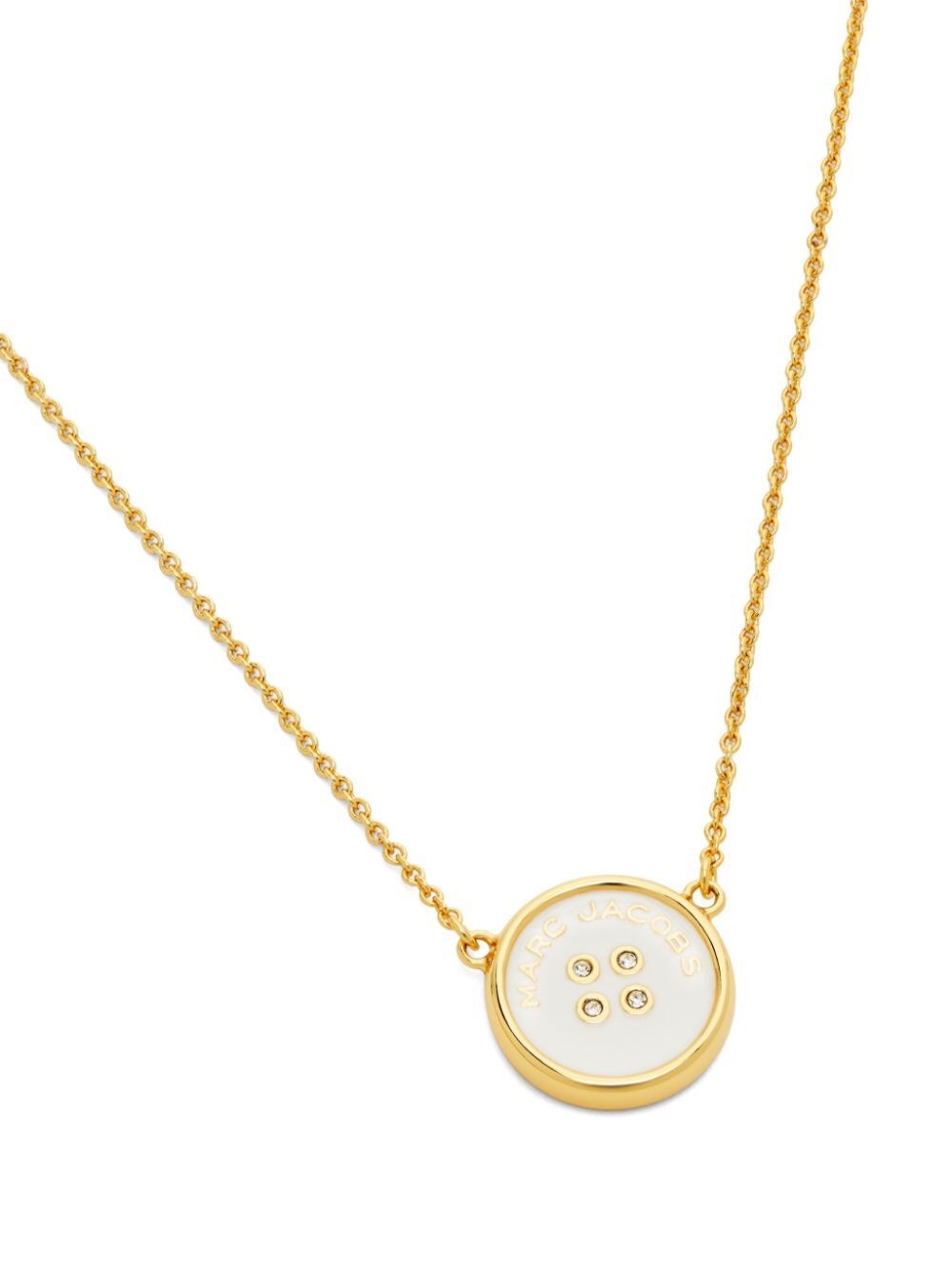 Shop Marc Jacobs The Button Pendant Necklace In White