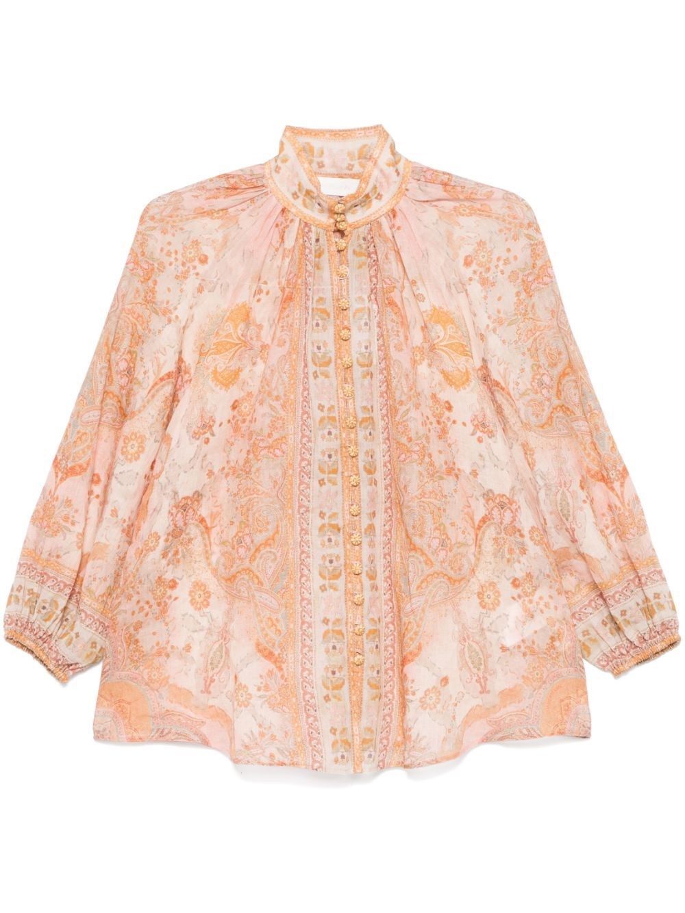 Shop Zimmermann Acacia Billow Blouse In Pink & Purple