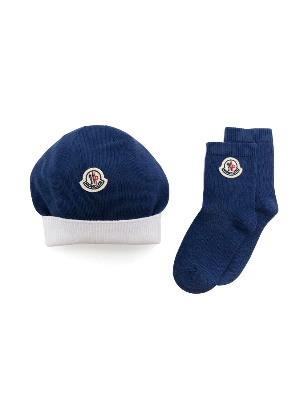 Moncler Berretto E Calzini Tircot In Cotone In Blue