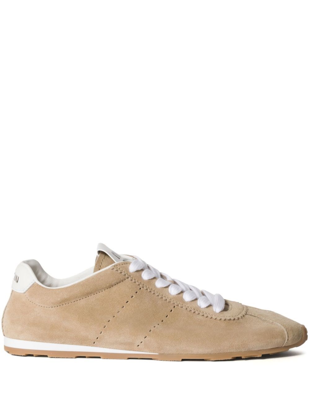 Miu Miu Suede Bicolor Retro Trainer Sneakers In Nude & Neutrals
