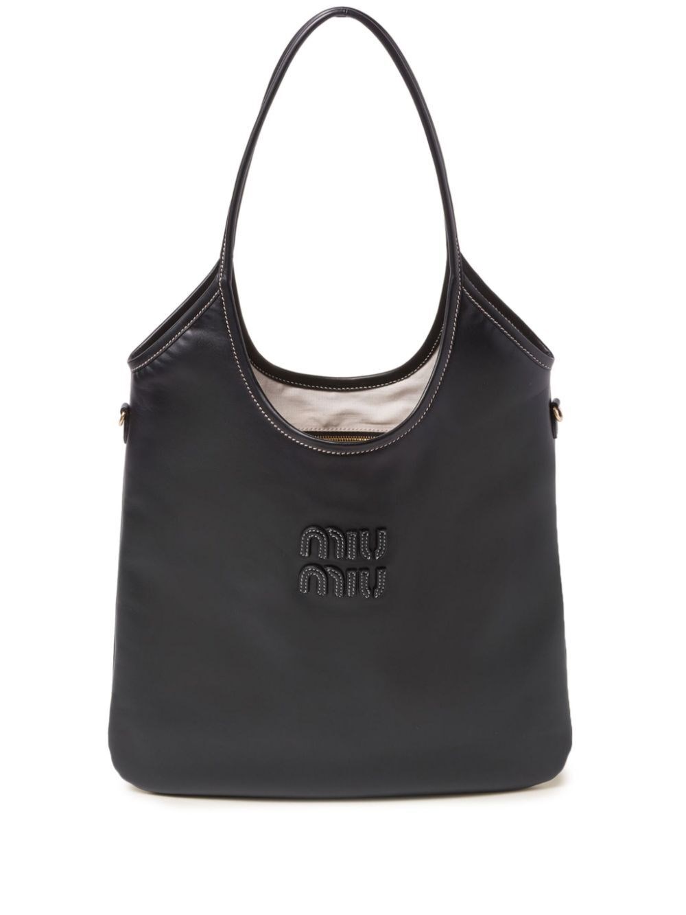 Shop Miu Miu Ivy Leather Bag In Black