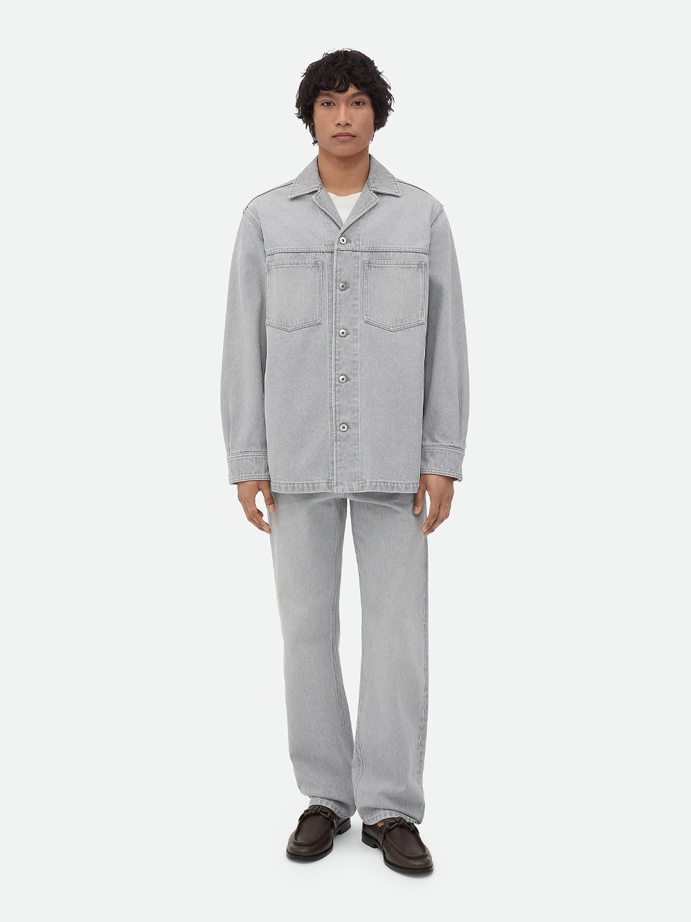 Bottega Veneta Camicia In Denim Lavaggio Light Grey In Gray