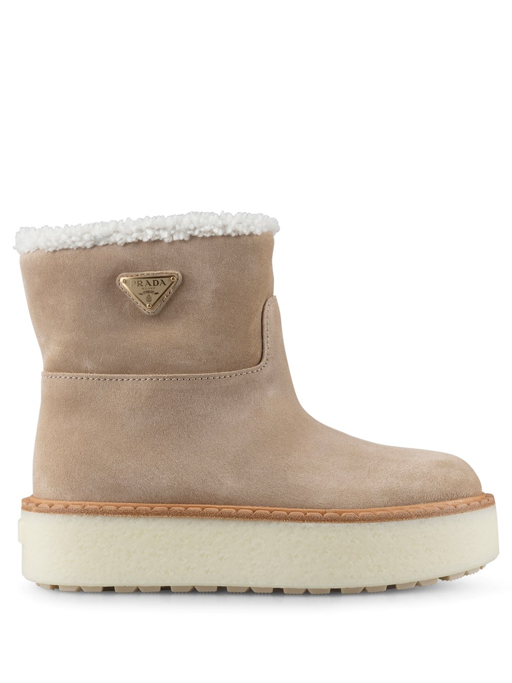 Prada Shearling Boots In Brown