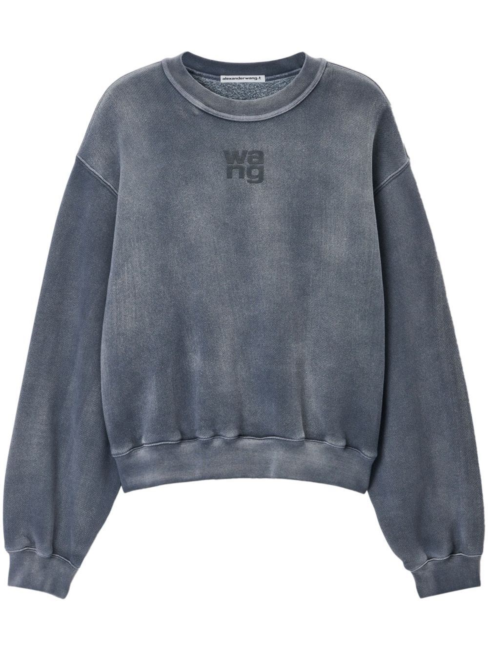 Alexander Wang Puff Logo Sweatshirt In Structured Terry In Gray