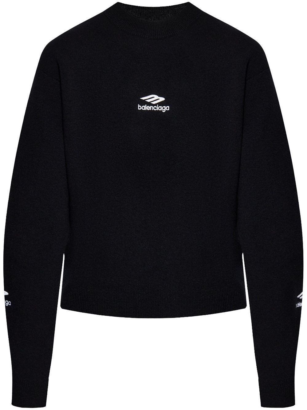 Balenciaga Knitwear Crew Neck Sweater In Black