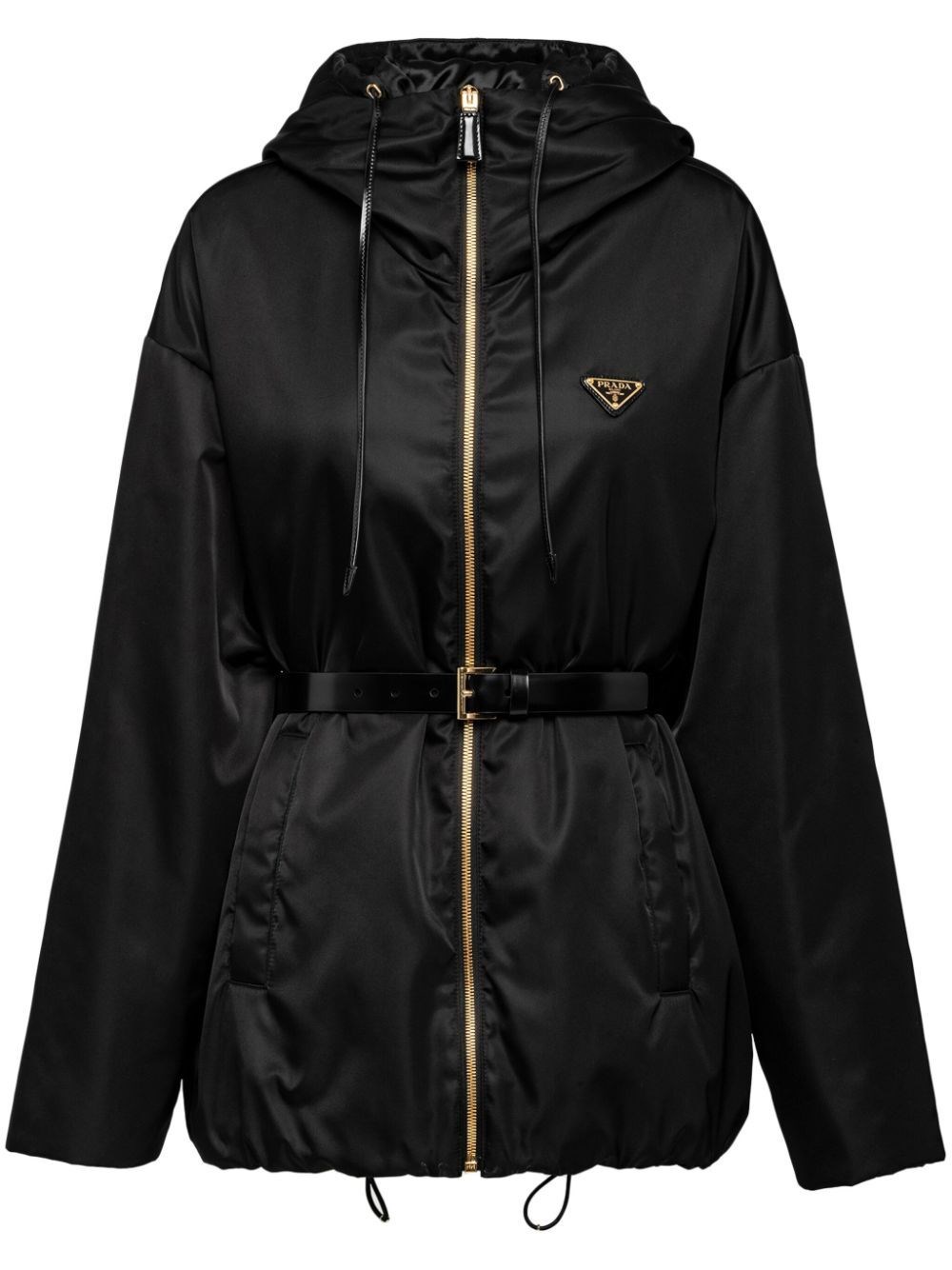 Prada Womens Black Re-nylon Belted Recycled-nylon Jacket In Black
