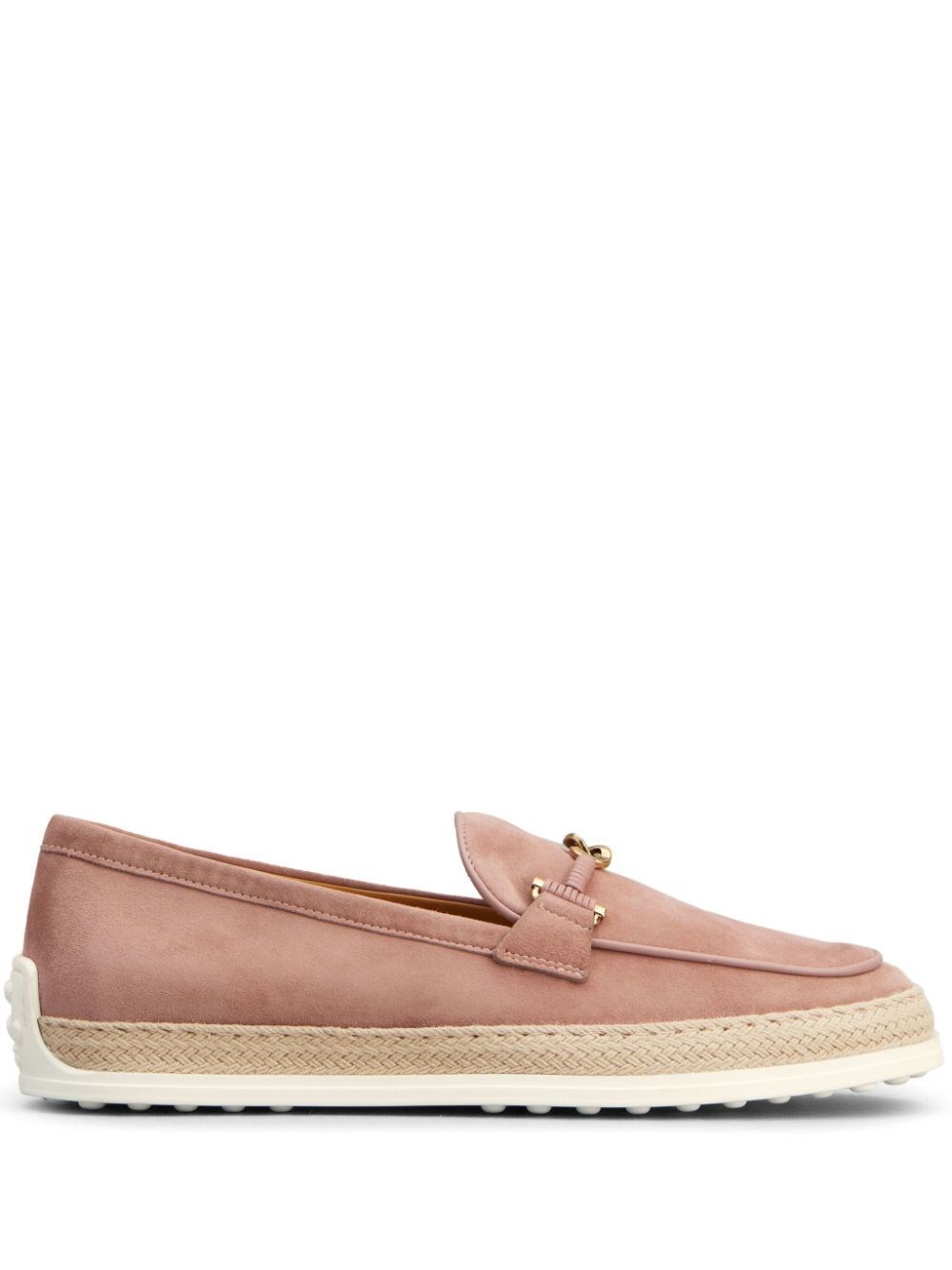 Tod's Suede Slipper Loafers With Double T Ring Accessory Shoes In Pink & Purple