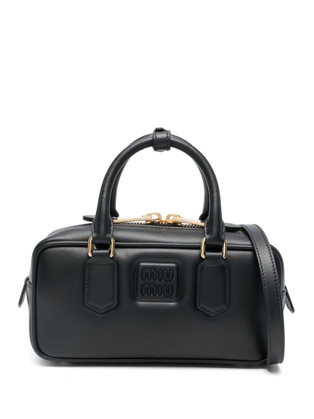 Miu Miu Arcadie Regular Leather Bag In Black