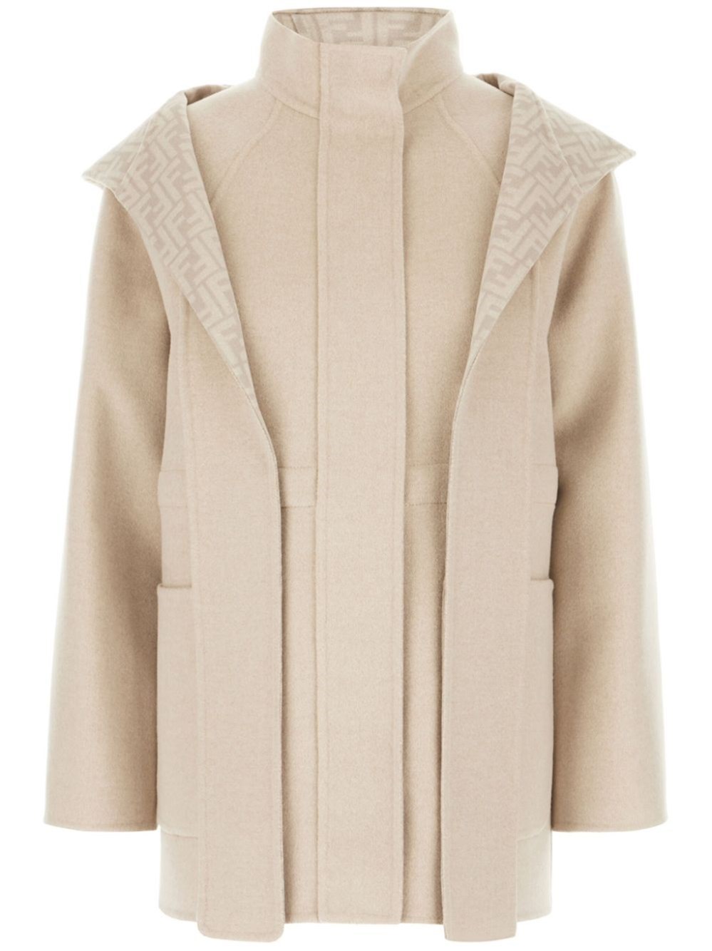 Fendi Ff Wool Parka Puffer Jackets Beige In Nude