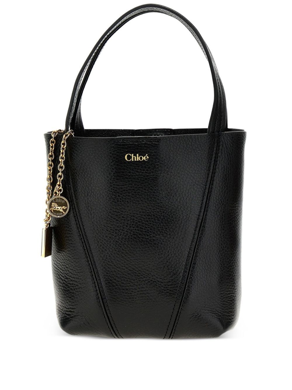 Chloé Women's Black Small Spin Tote Bag In Grained Leather