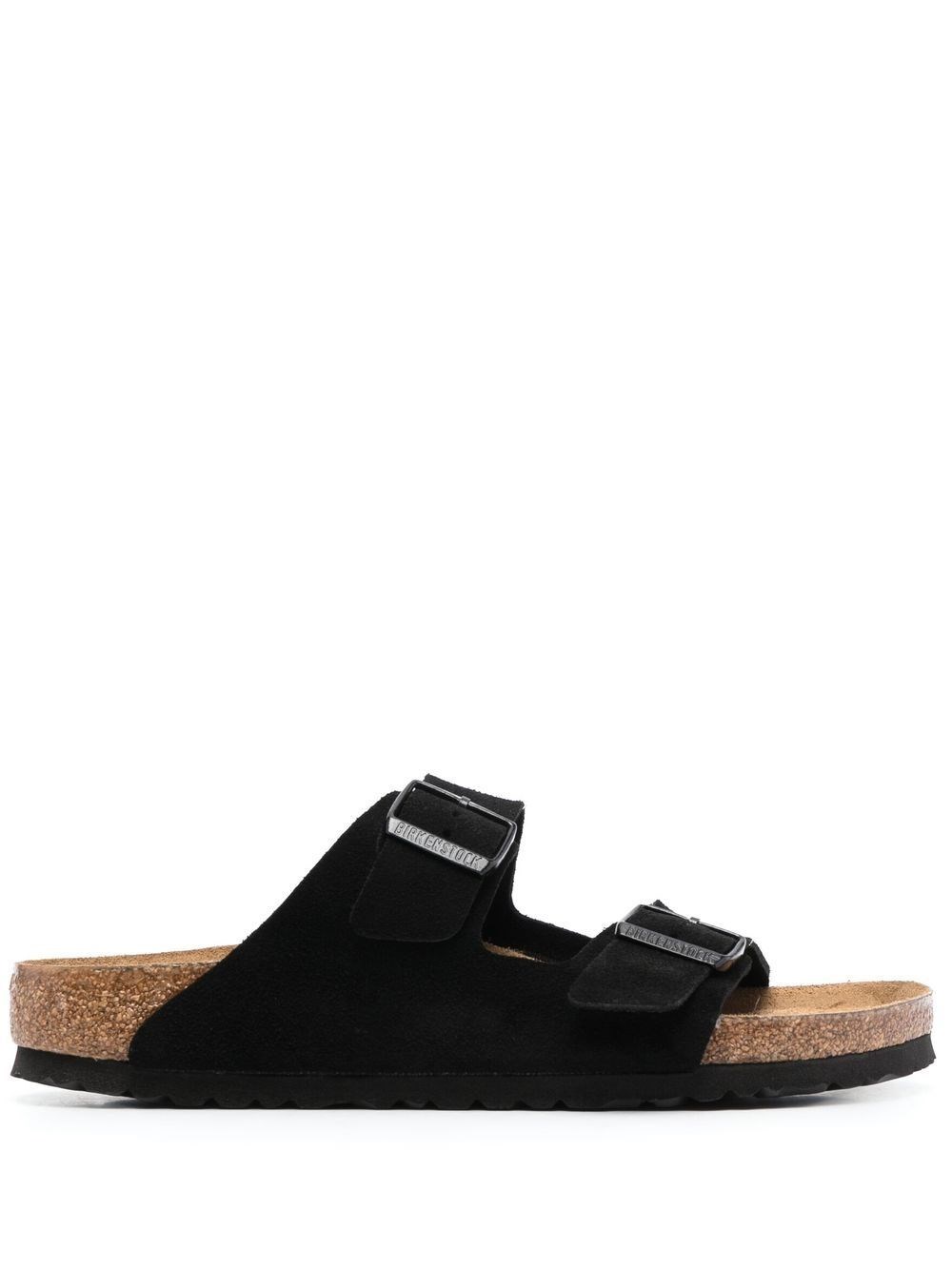 Birkenstock Mens Black Arizona Double-strap Leather Sandals In Black