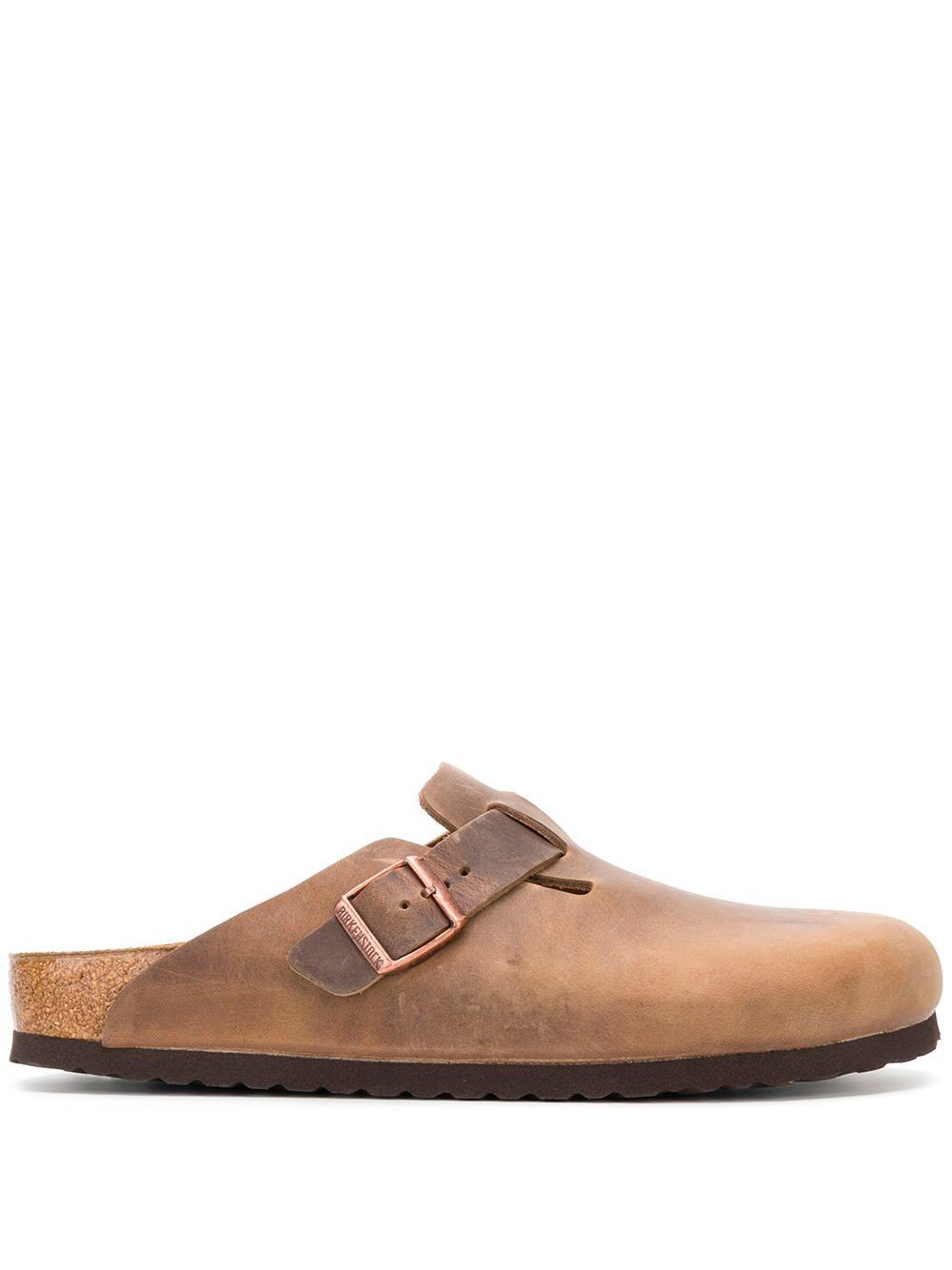 Birkenstock Boston Leather Slippers In Brown