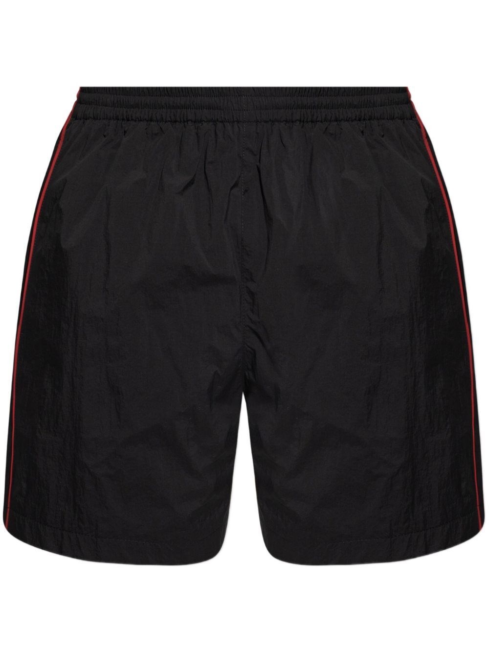 Balenciaga Rainbow Logo Elastic Waist Mesh Swim Shorts In Black