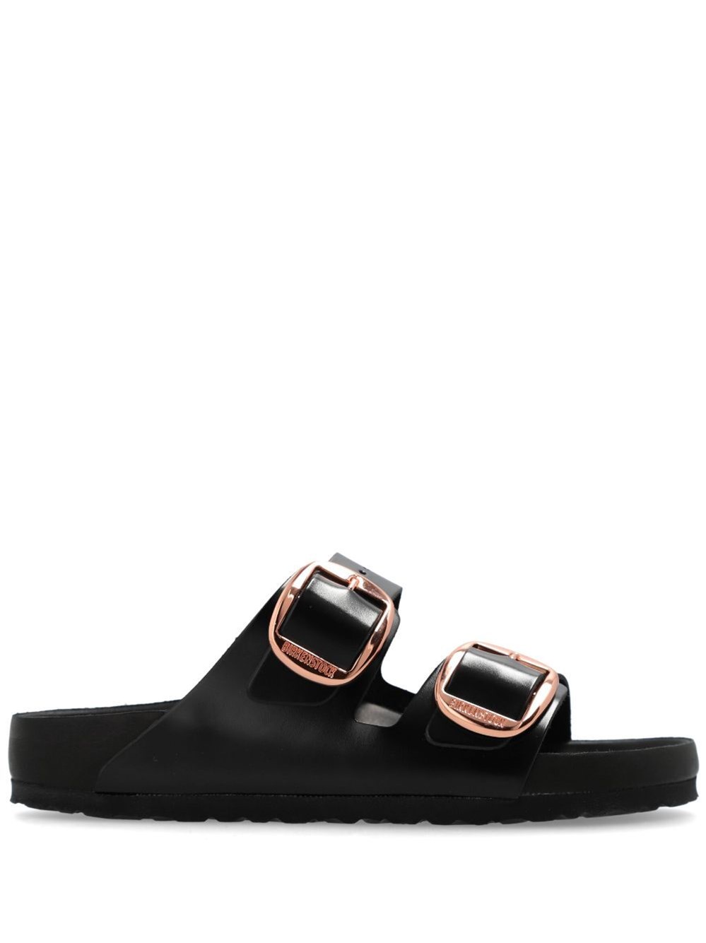 Birkenstock Slide Arizona Big Buckle In Shiny Black Leather In Black