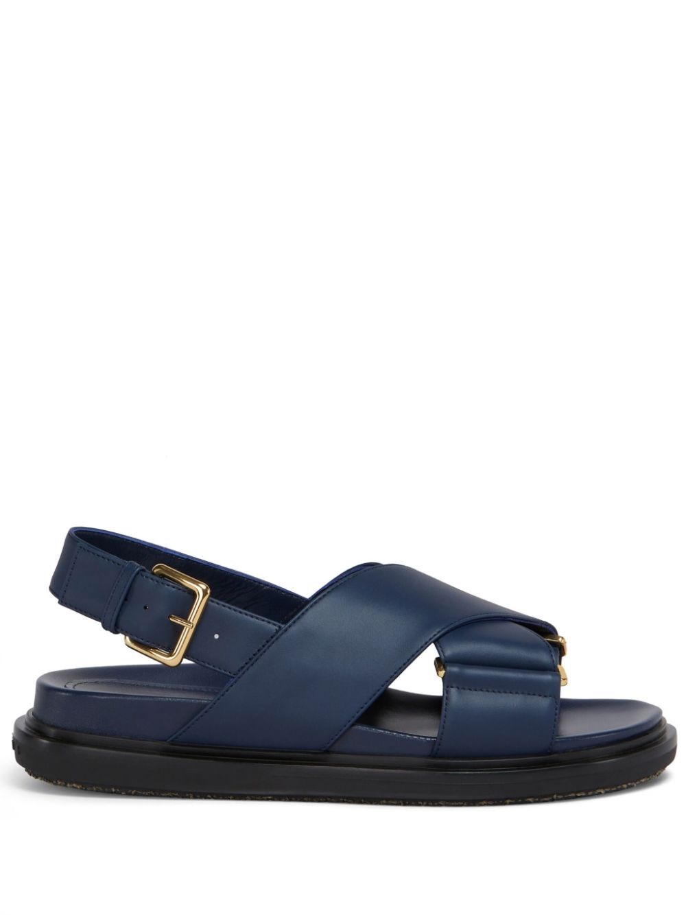 Marni Blue Leather Fussbett Sandals In Blue