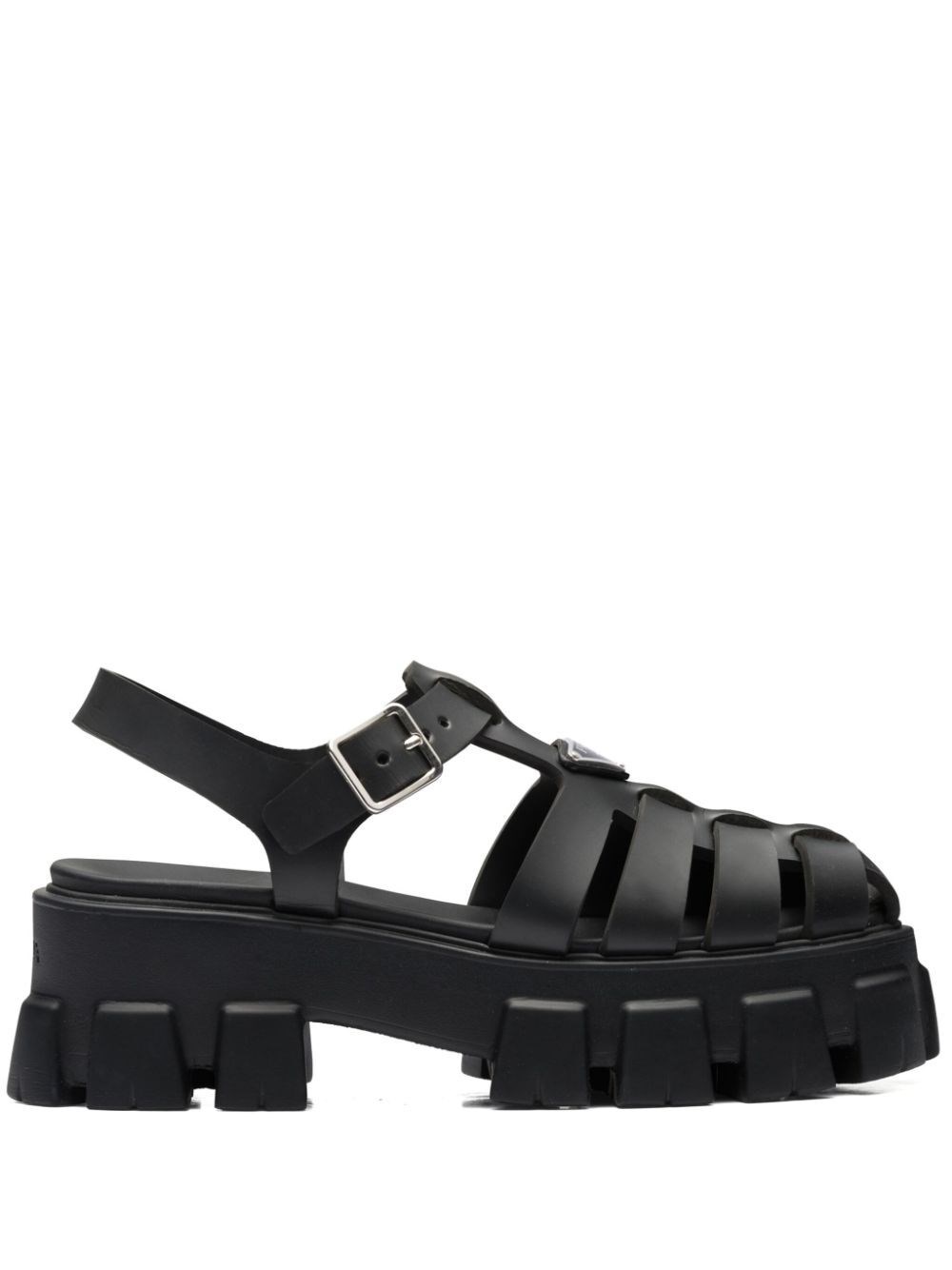 Prada Rubber Monolith Sandals In Black