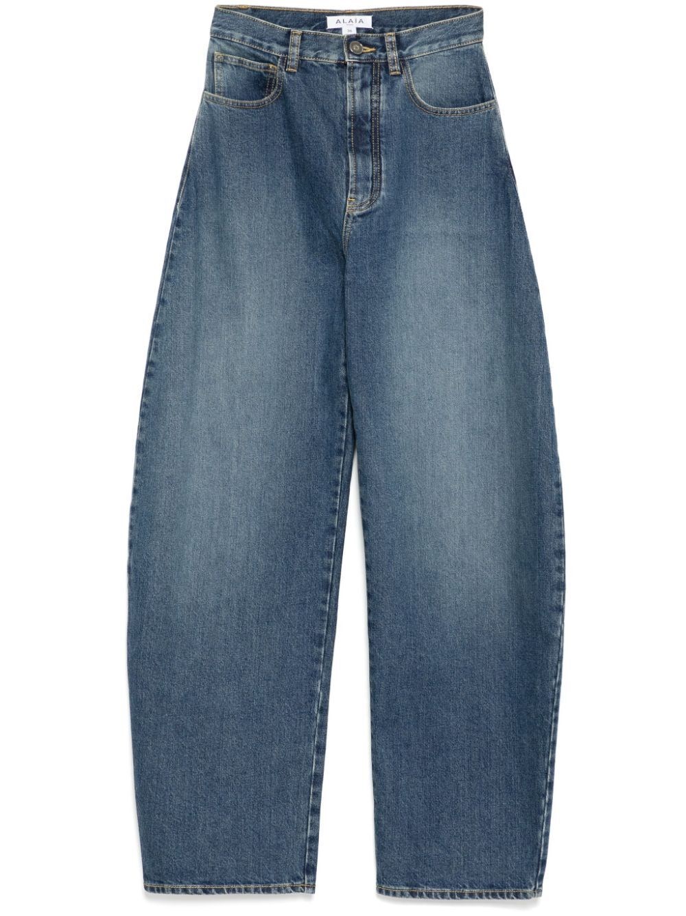 Alaïa Alaia Rounded Blue Jeans With Faded Effect Women In Blue