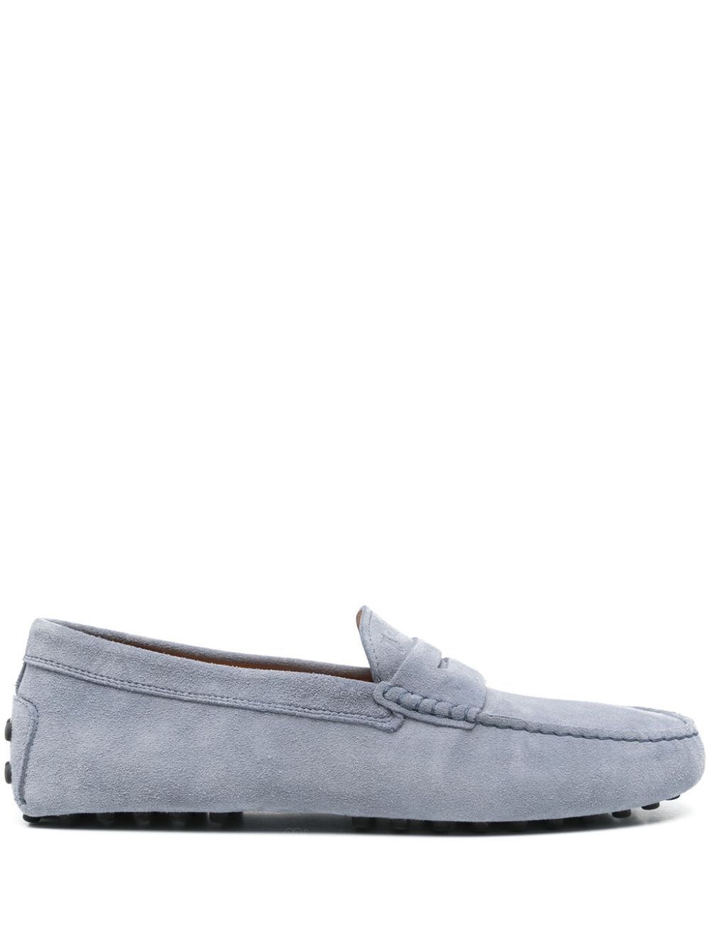 Tod's Rubber Moccasin In Suede Leather In Blue
