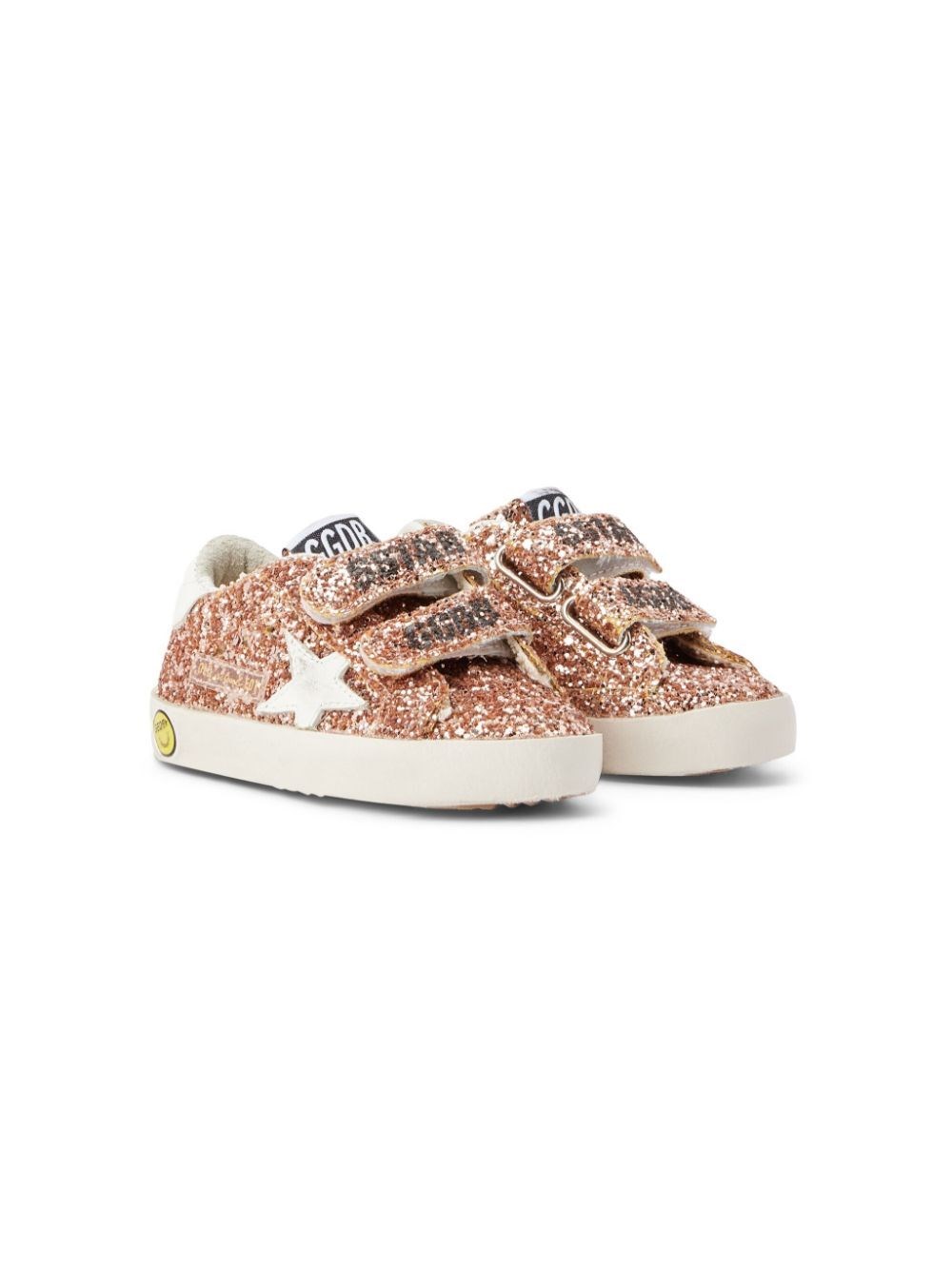 Golden Goose Old School Glittered Sneakers With White Star And Heel Tab In Pink & Purple