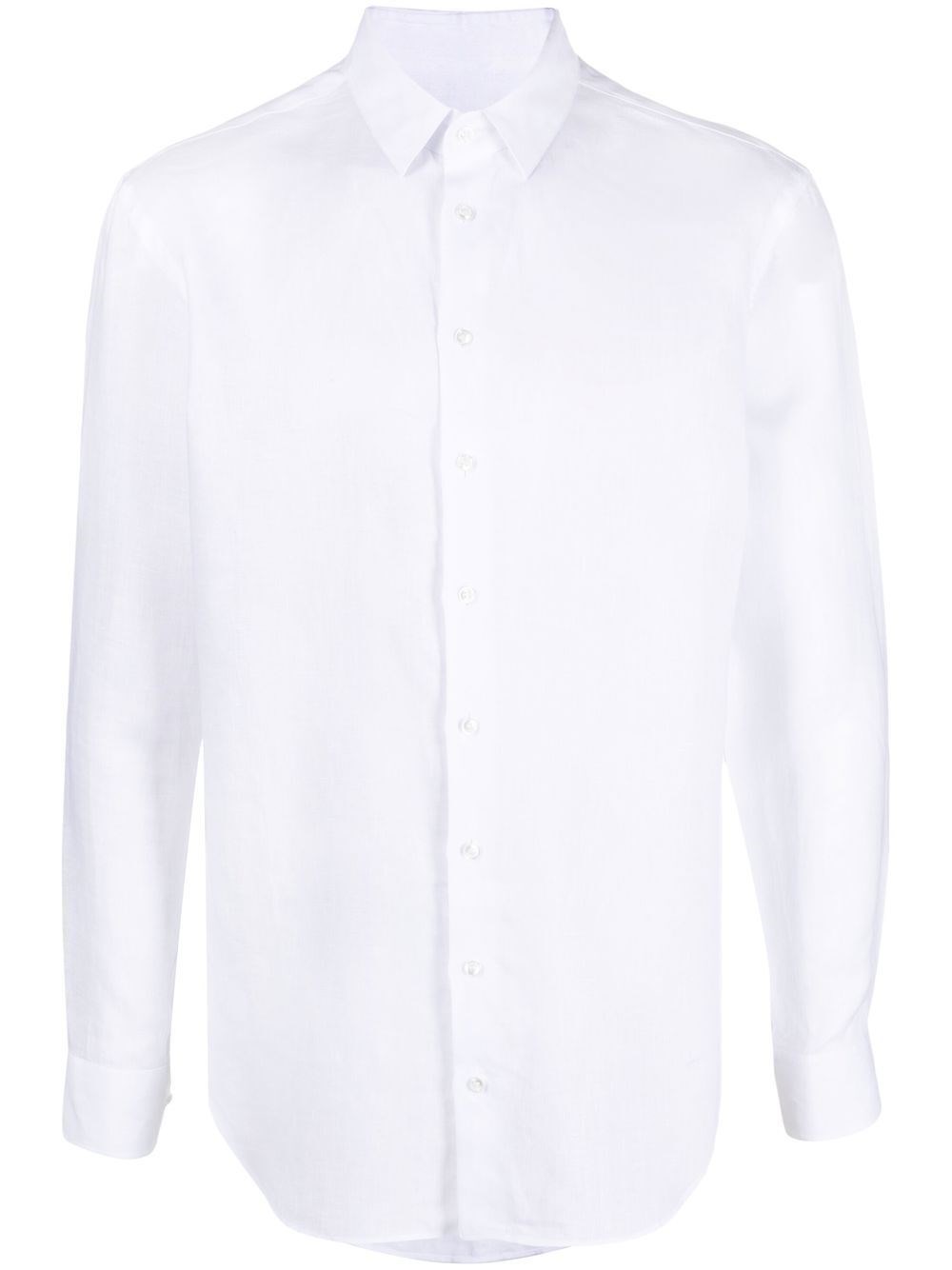 Giorgio Armani Logo Long-sleeved Shirt In White