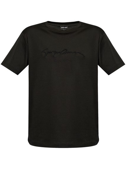 Giorgio armani ピュアコットンインターロックシグネチャーロゴt
