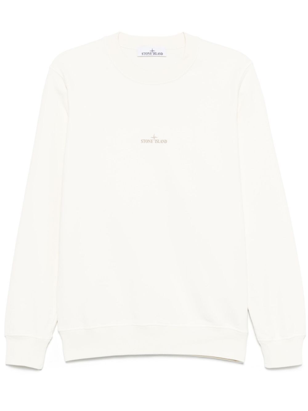 Stone Island Logo Back Print Crew Neck Sweatshirt In White