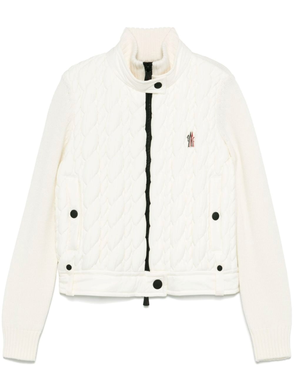 Moncler Padded Wool Zip-up Grenoble Cardigan In Nude & Neutrals