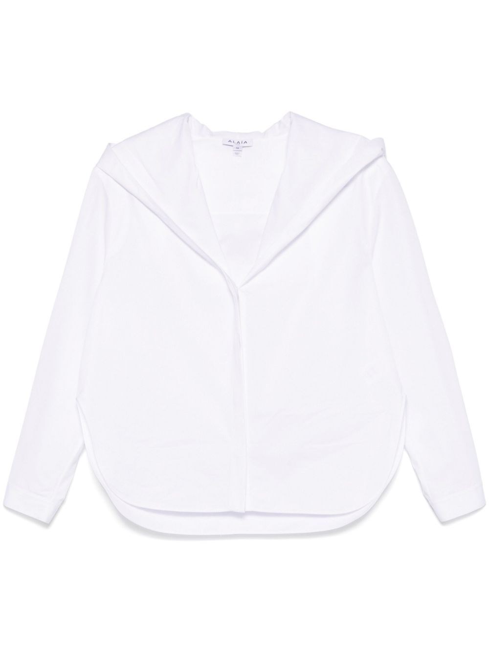 Alaïa Camicia Con Cappuccio In Popeline In White