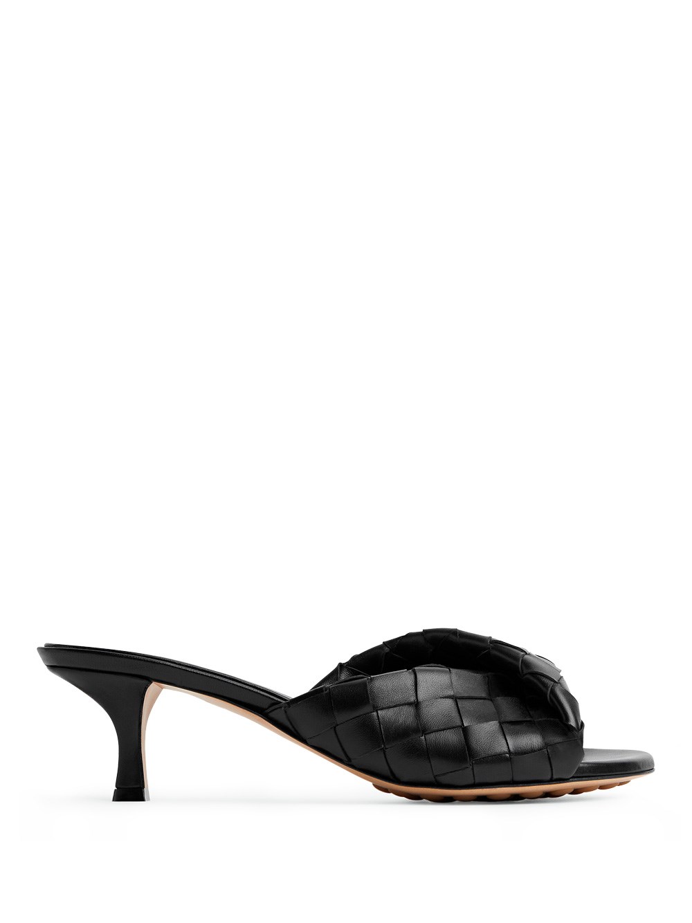 Bottega Veneta Interciato Woven Twist Mule Sandals In Black