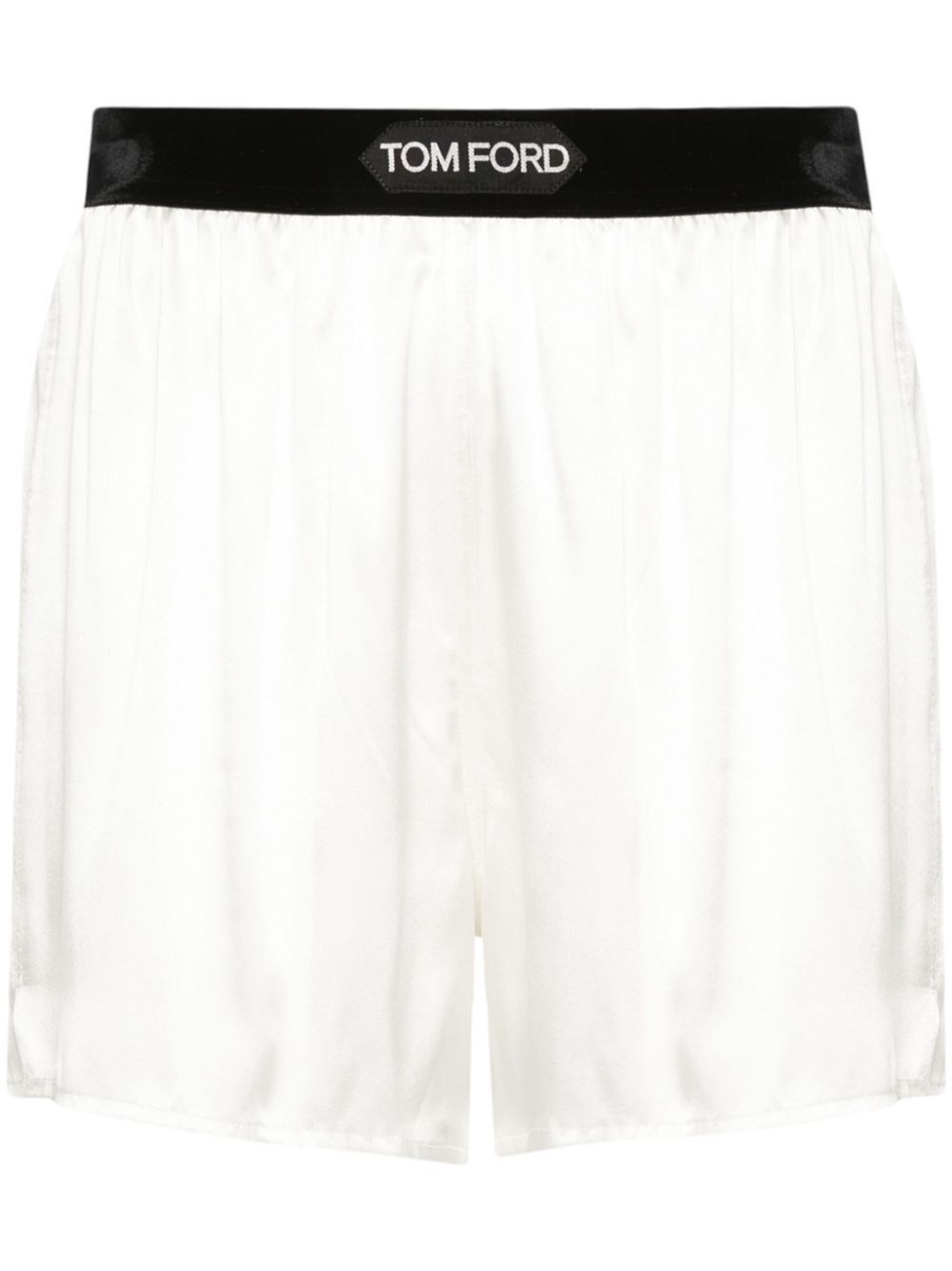 Tom Ford Shorts In Raso Di Seta Elasticizzato In White