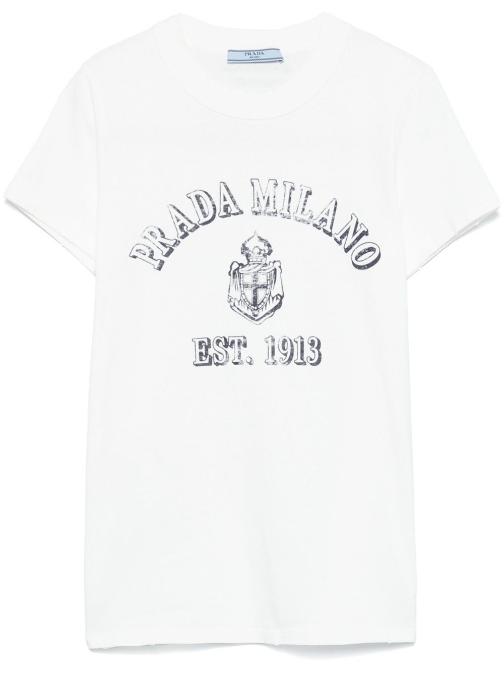 Prada Stamped Logo Crew Neck T-shirt In White