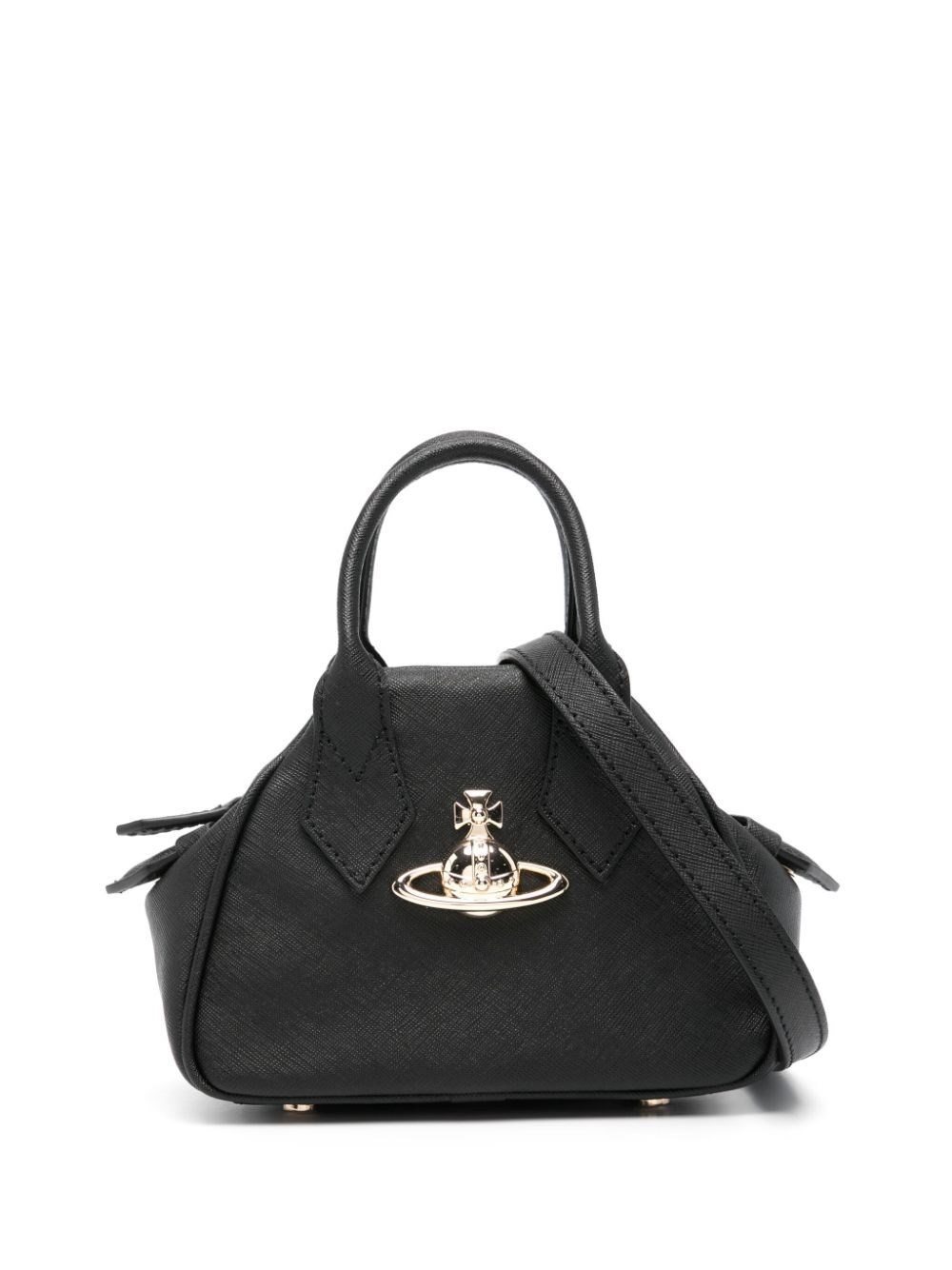 Vivienne Westwood Mini Yasmine Saffiano Leather Handbag In Black