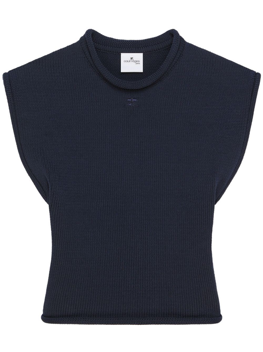 Courrèges Courreges Women Cropped Sleeveles Sweater In Blue