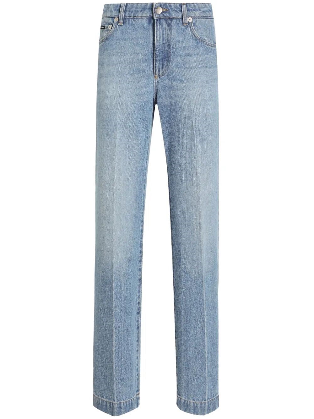 Dolce & Gabbana Straight-leg Blue Jeans With A Distressed Effect In Blue