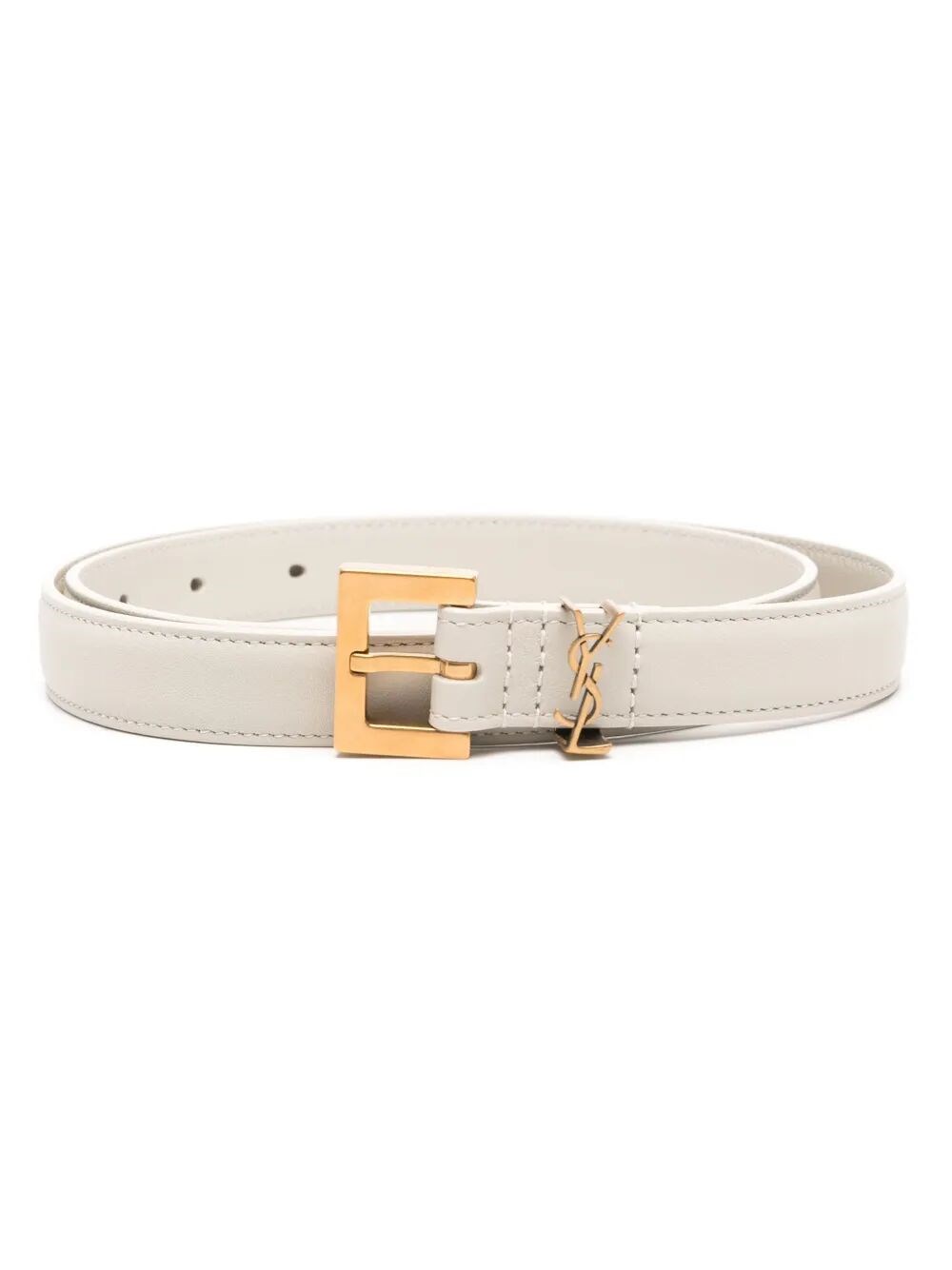 Saint Laurent Cintura Sottile Cassandre Con Fibbia Quadrata In Pelle Box In Red