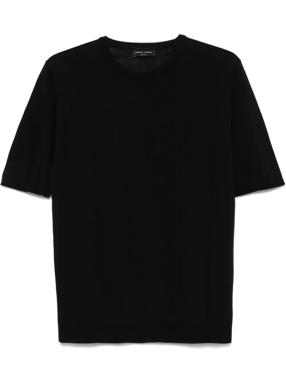 Roberto Collina T-shirt Maniche Corte In Maglia Fine Di Cotone In Black