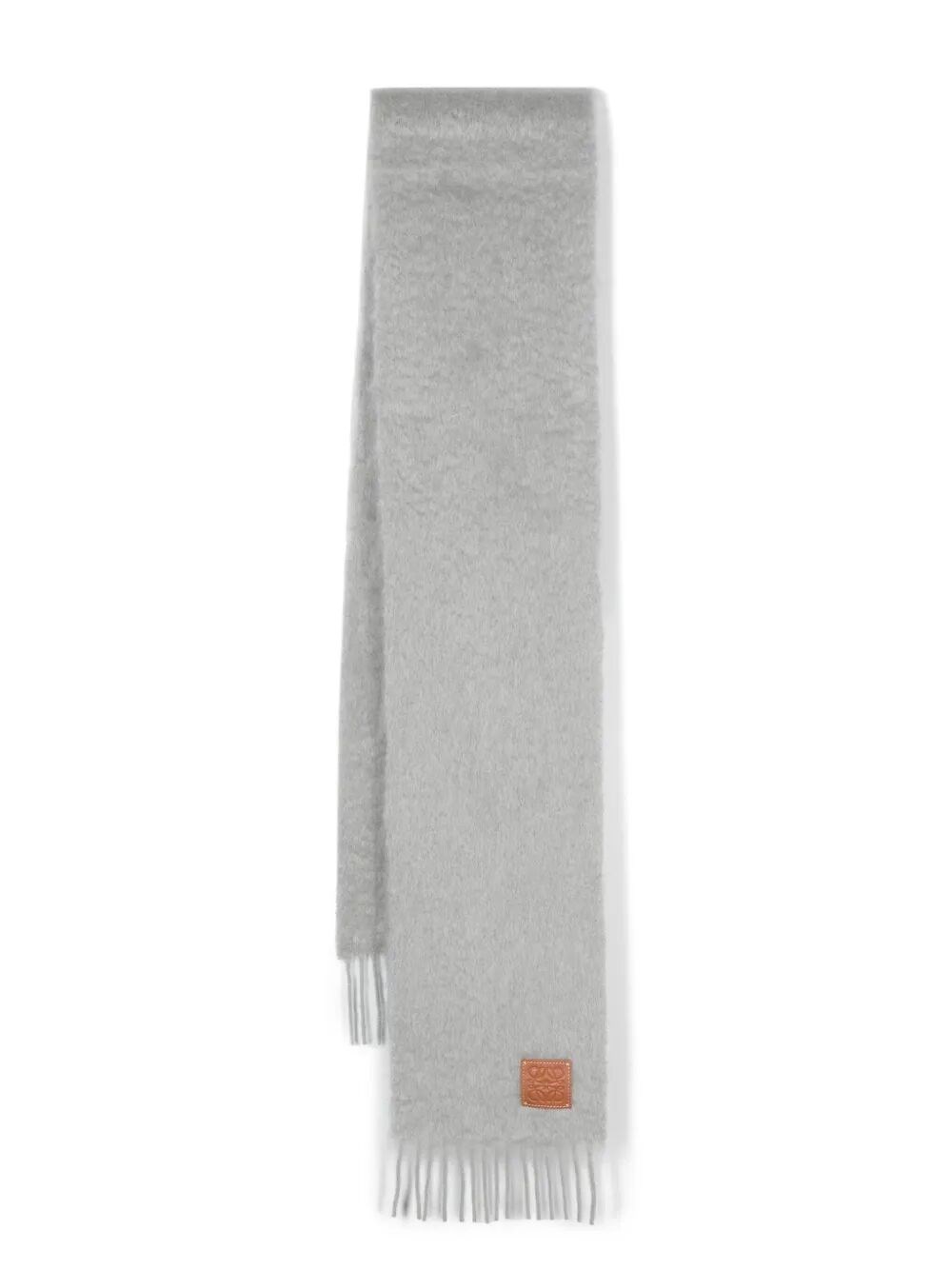 Loewe Sciarpa Con Frange In Lana E Mohair Di Peso Medio In Grey