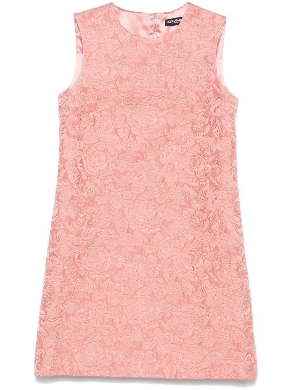 Dolce & Gabbana Short Floral Quilted Jacquard A-line Dress In Pink & Purple