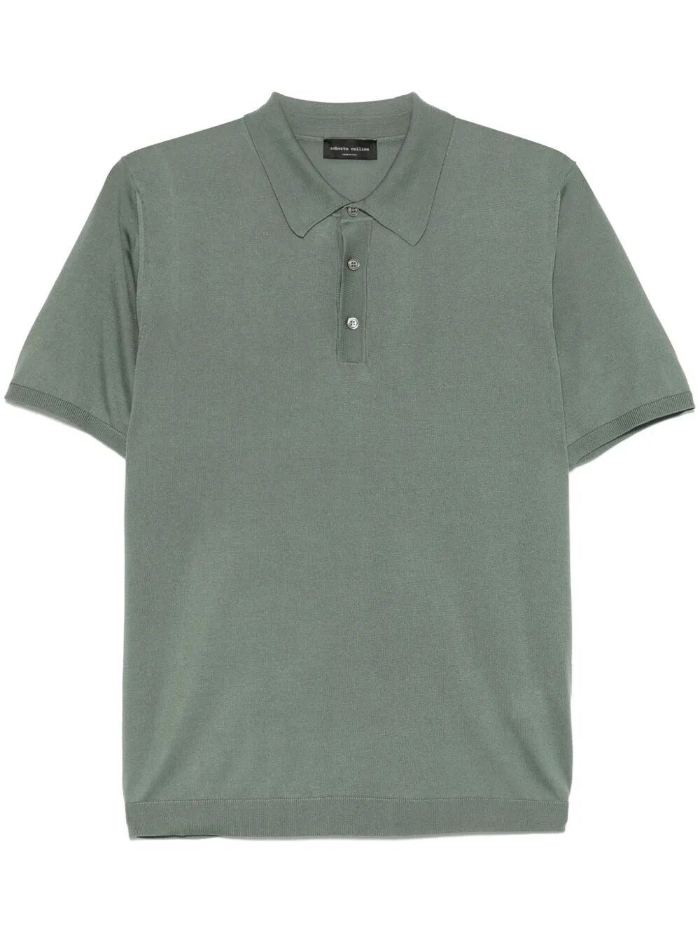 Roberto Collina Ribbed Collar Polo Shirt With Short Sleeves In Green