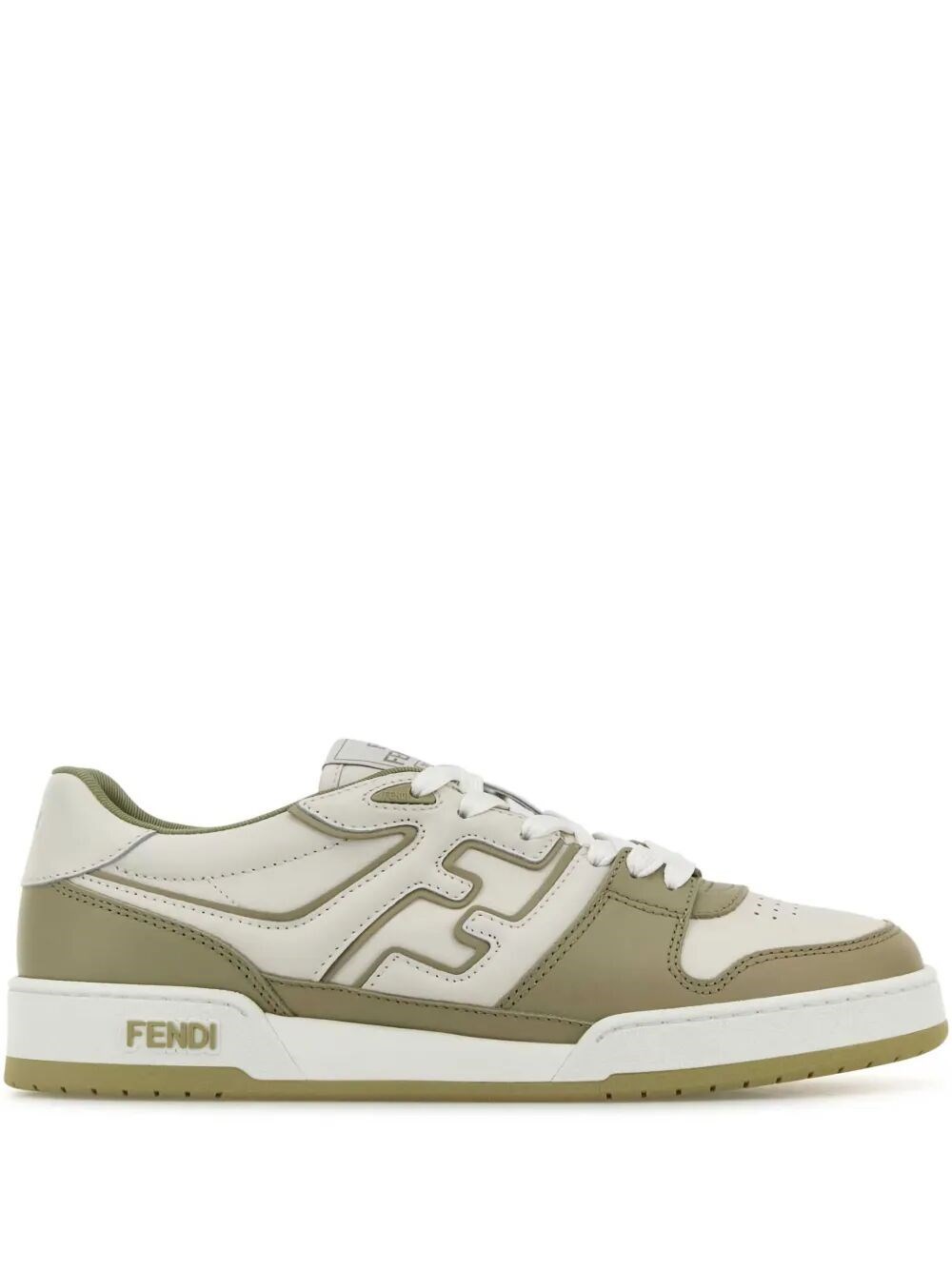 Fendi Leather Sneakers With Ff Lateral Logo In Green